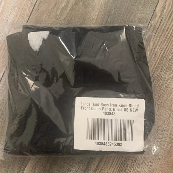 NWT LANDS' END BOYS IRON KNEE BLEND PLAIN FRONT CHINO PANTS BLACK - Picture 3 of 16